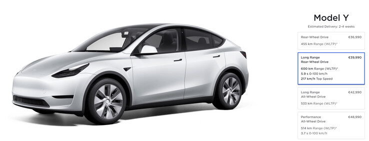 El Model Y LR RWD cuesta sólo 39.990 euros en algunos países (imagen: Tesla)