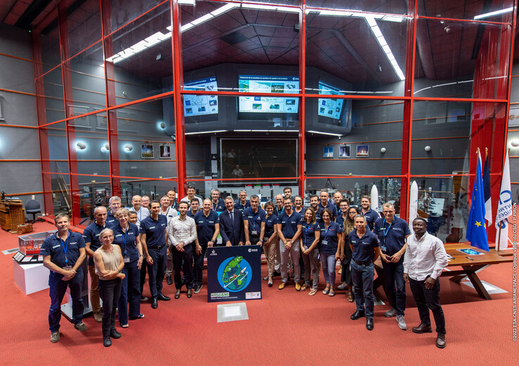 Ceremonia de lanzamiento del proyecto en la sala de control de Júpiter en la Guayana Francesa. (Fuente: ESA)