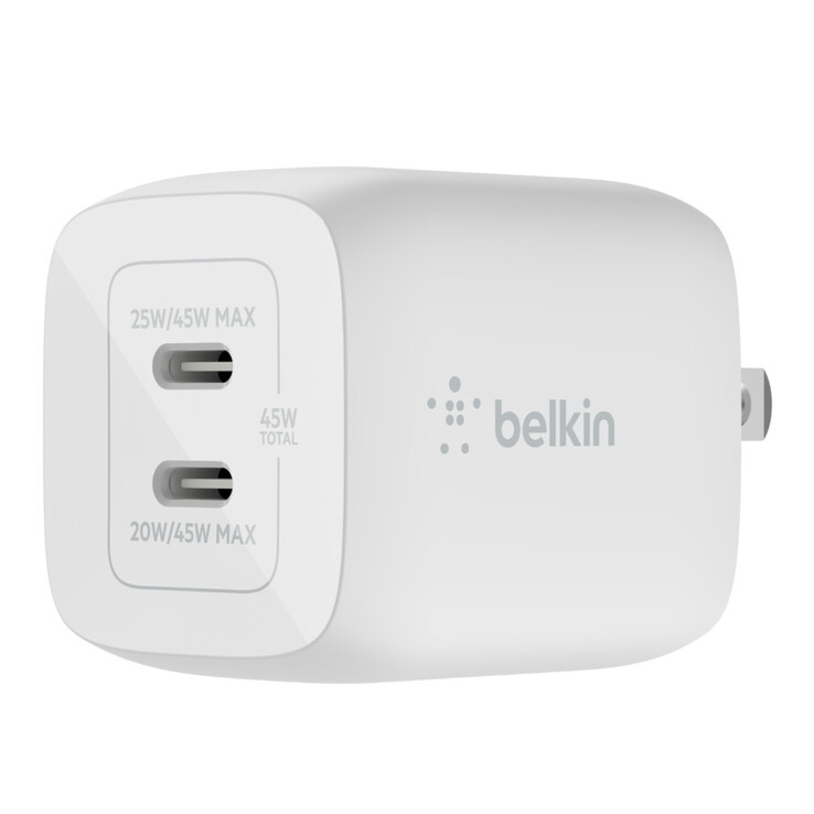 El cargador de pared Belkin BOOSTCHARGE PRO Dual USB-C GaN de 45 W. (Fuente de la imagen: Belkin)