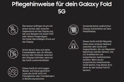 Un vistazo a las instrucciones de cuidado que Samsung incluye con el Galaxy Fold, aunque en alemán.