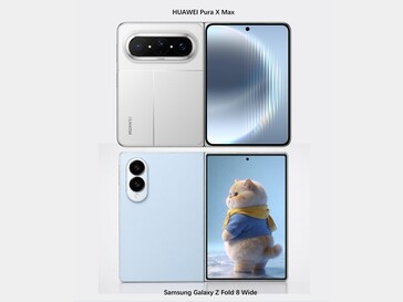 Samsung Galaxy Z Fold 8 Wide renders junto al Huawei Pura X Max.