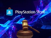 Anuncio sobre los litigios relacionados con PlayStation Store en el que aparece un mazo judicial
