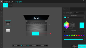 AlienFX controla todas las funciones de iluminación RGB
