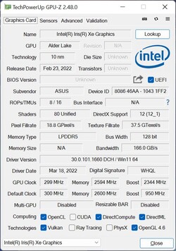 GPU-Z - Gráficos Iris Xe G7