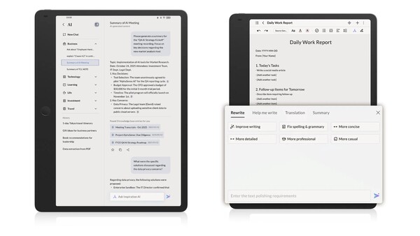El TCL Note A1 NxtPaper viene con varias funciones de IA. (Fuente de la imagen: TCL)