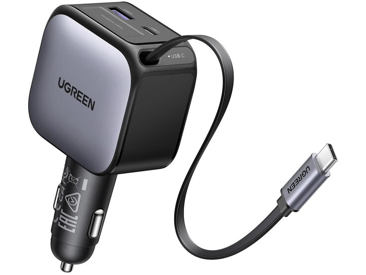 El cargador de coche retráctil de 90 W de Ugreen. (Fuente de la imagen: Ugreen)