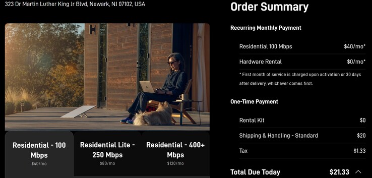La oferta del plan residencial Starlink 100 Mbps de 40 dólares. (Fuente de la imagen: Starlink)