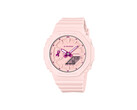 Una pequeña aguja con forma de cinta a las nueve es la única marca de la campaña en el reloj completamente rosa.