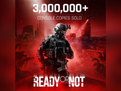 Un banner anunciando los 3 millones de copias vendidas de Ready or Not (fuente de la imagen Void Interactive X)