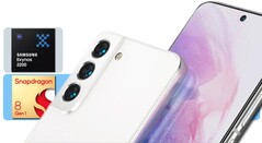 El Snapdragon 8 Gen 1 es la opción más deseada por los potenciales compradores del Galaxy S22 en Europa. (Fuente de la imagen: Samsung/Qualcomm/@OnLeaks - editado)