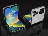 Una imagen conceptual que imagina si Apple construyera un iPhone en torno al factor de forma de Galaxy Z Flip. (Fuente de la imagen: Technizo Concept)