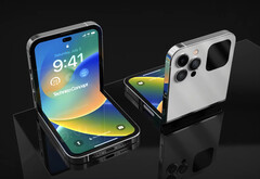 Una imagen conceptual que imagina si Apple construyera un iPhone en torno al factor de forma de Galaxy Z Flip. (Fuente de la imagen: Technizo Concept)