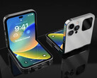 Una imagen conceptual que imagina si Apple construyera un iPhone en torno al factor de forma de Galaxy Z Flip. (Fuente de la imagen: Technizo Concept)