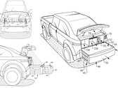 El Ford F-150 Lightning podría contar pronto con un accesorio para el maletero que aumenta enormemente su utilidad respecto al maletero biplaza del Cybertruck. (Fuente de la imagen: Publicación de solicitud de patente de EE.UU.)