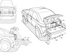 El Ford F-150 Lightning podría contar pronto con un accesorio para el maletero que aumenta enormemente su utilidad respecto al maletero biplaza del Cybertruck. (Fuente de la imagen: Publicación de solicitud de patente de EE.UU.)