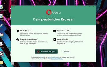 Este aviso de instalación de Opera aparece sin previo aviso