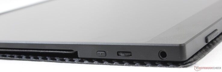Izquierda: Botón OSD, balancín OSD/volumen/brillo, auriculares de 3,5 mm
