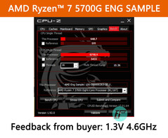 Muestra de ingeniería de AMD Ryzen 7 5700G - CPU-Z 1.3 V 4.6 GHz. (Fuente de la imagen: hugohk en eBay).