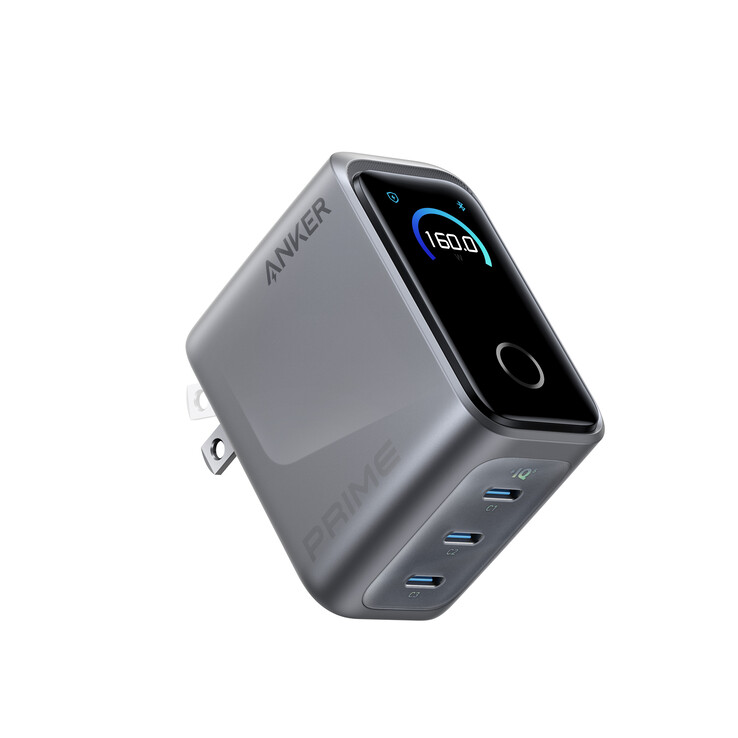 El cargador Anker Prime 160 W cuenta con una pantalla táctil inteligente (Fuente de la imagen: Anker)