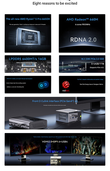 Principales características del mini PC (Fuente de la imagen: GMK - machine translated)