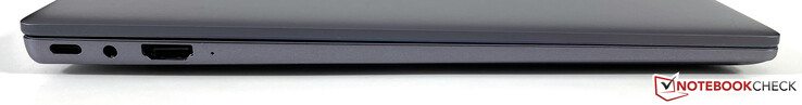 Lado izquierdo: USB-C 3.2 Gen.1 (carga, modo DisplayPort ALT), 3,5 mm estéreo, HDMI 1.4b