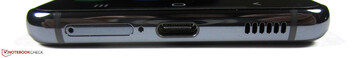 Parte inferior: Ranura Dual-SIM, micrófono, USB-C, altavoz
