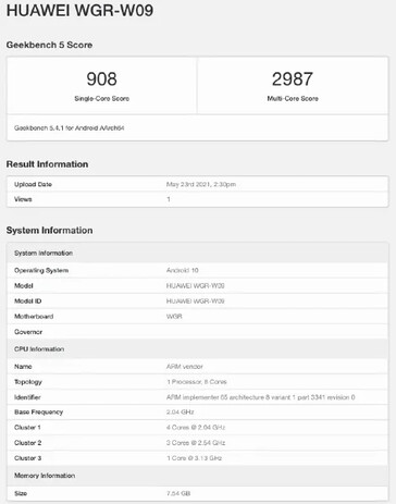 Dos nuevos dispositivos supuestamente de Huawei aparecen en Geekbench. (Fuente: Geekbench)