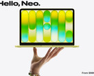 El MacBook Neo tiene ahora un precio inicial de 699 dólares. En la imagen: una fotografía promocional en la que se muestra la parte frontal del portátil (retocada).
