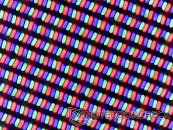Matriz de subpíxeles RGB nítidos como se espera de un panel brillante