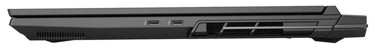 Derecha: Thunderbolt 4 (USB-C; DisplayPort, G-Sync), Thunderbolt 4 (USB-C; Power Delivery, DisplayPort, G-Sync)