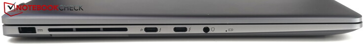 Izquierda: puerto de alimentación, 2x USB-C 4.0/Thunderbolt 4 (1x PD), toma de auriculares