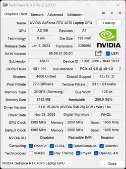 GPU-Z GeForce Portátil RTX 4070