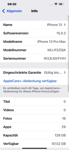 software del iPhone 13 Pro Max