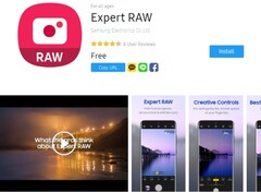 Página de la aplicación Samsung Expert RAW camera en el marketplace Galaxy Store (Fuente: propia)