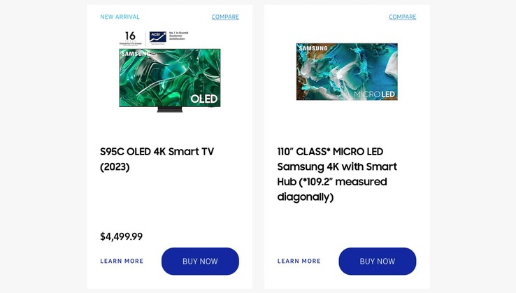 Lista de productos del televisor Samsung S95C QD-OLED de 77 pulgadas (Fuente de la imagen: FlatpanelsHD)