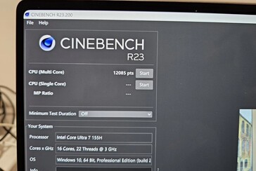 Core Ultra 7 155H Resultado de Cinebench R23. (Fuente: @9550pro en X)