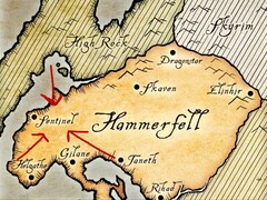 Mapa de la provincia de Hammerfell, del universo de The Elder Scrolls.