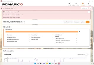 PCMark 10 sigue fallando en el Pro 15