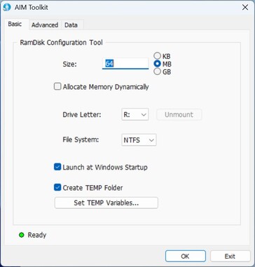 AIM Tookit: Crear disco RAM