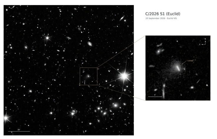 Una imagen tomada por Euclid que muestra el cometa C/2026 S1 (Euclid).