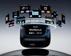 Los nuevos auriculares intrauditivos de Lenovo incluyen una pantalla táctil en su carcasa de carga (Fuente de la imagen: Lenovo)