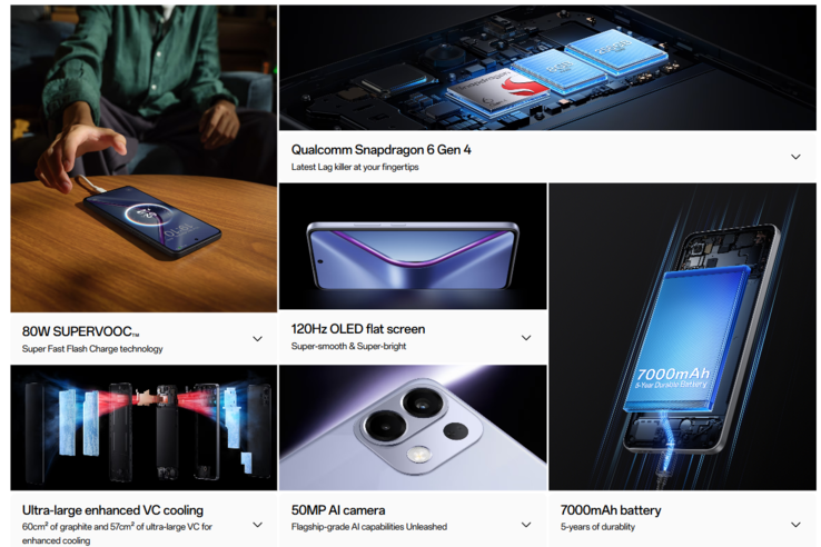 Características principales del Oppo K13 (Fuente de la imagen: Oppo)