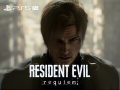 Banner de Resident Evil Requiem con el logotipo de Leon y PS5 Pro