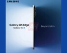 Galaxy Imagen filtrada del S25 Edge que muestra el perfil lateral del teléfono ultradelgado. (Fuente de la imagen: Android Headlines)