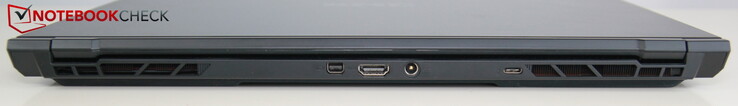 Parte trasera: miniDP, HDMI, alimentación, USB-C 3.2 Gen 2 (con DisplayPort)