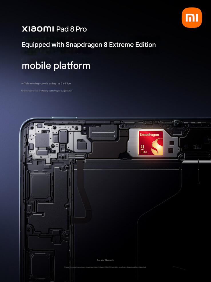 Xiaomi confirma el SoC de la Pad 8 Pro (Fuente de la imagen: Xiaomi - machine translated)
