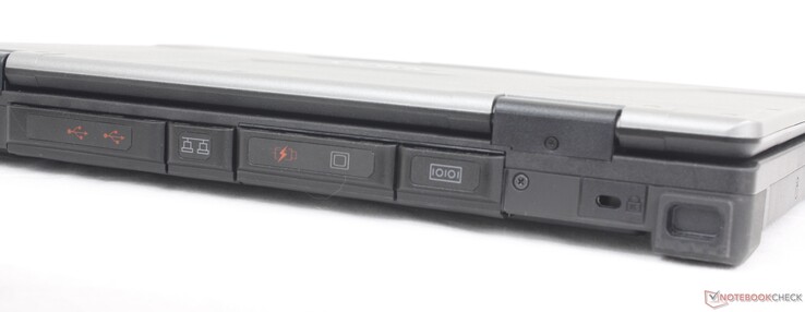 Parte trasera: 2x USB-A 3.2 Gen. 2, RJ-45, USB-A 3.2 Gen. 1, puerto VGA, bloqueo Kensington