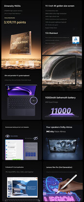 Principales características de la tableta para juegos 2026 Legion Y900 11 (traducción automática)