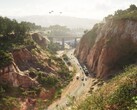 Imagen de GTA 6, mostrando paisajes y un puente. (Fuente de la imagen: Rockstar Games)