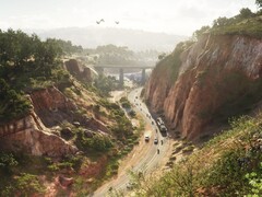 Imagen de GTA 6, mostrando paisajes y un puente. (Fuente de la imagen: Rockstar Games)